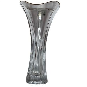 Vintage MIKASA Golden Lights Hand Blown Trump Vase with Gold Trimmed Rim